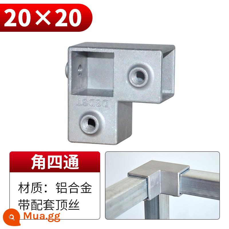 20/25/30mm đầu nối ống vuông thép không gỉ mạ kẽm ống vuông doanh tee dây thép vuông khóa cố định - Áo phông ba chiều ống vuông 20*20