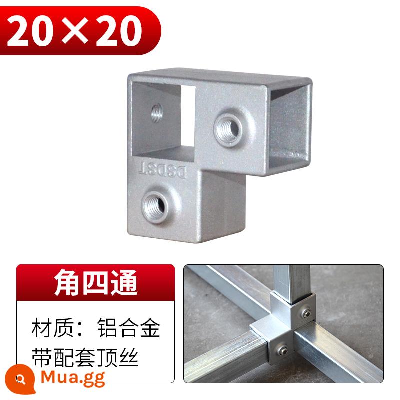 20/25/30mm đầu nối ống vuông thép không gỉ mạ kẽm ống vuông doanh tee dây thép vuông khóa cố định - 20*20 ống vuông ba chiều bốn chiều