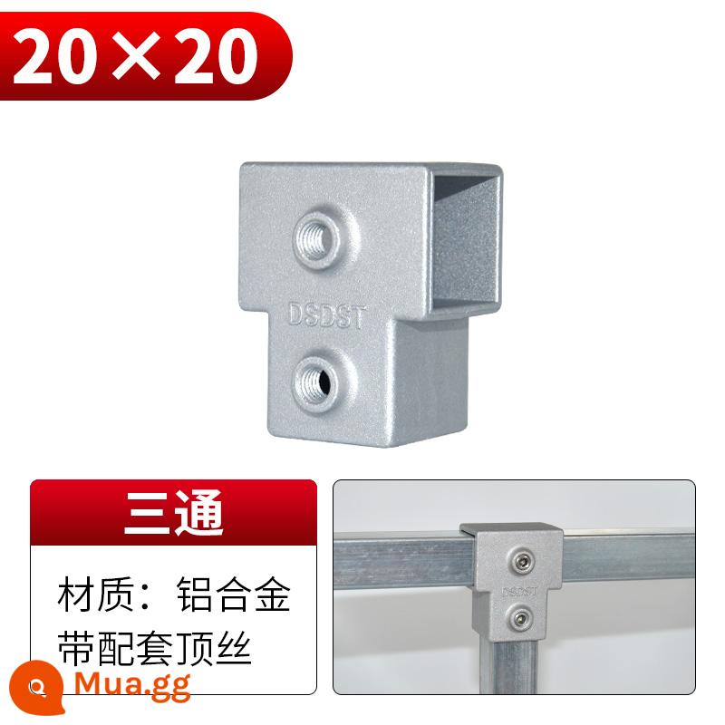 20/25/30mm đầu nối ống vuông thép không gỉ mạ kẽm ống vuông doanh tee dây thép vuông khóa cố định - Áo thun ống vuông 20*20