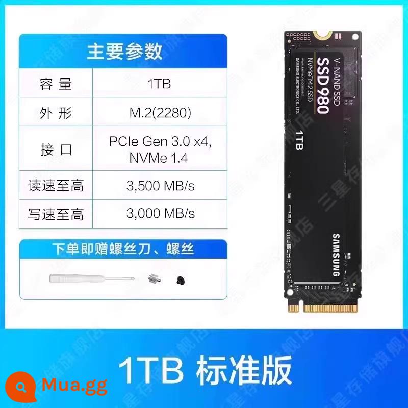 Ổ cứng SSD Samsung 980 1TB NVMe M.2 máy tính để bàn lưu trữ SSD PCIe3.0 - Cấu hình chuẩn 1TB + công cụ cài đặt