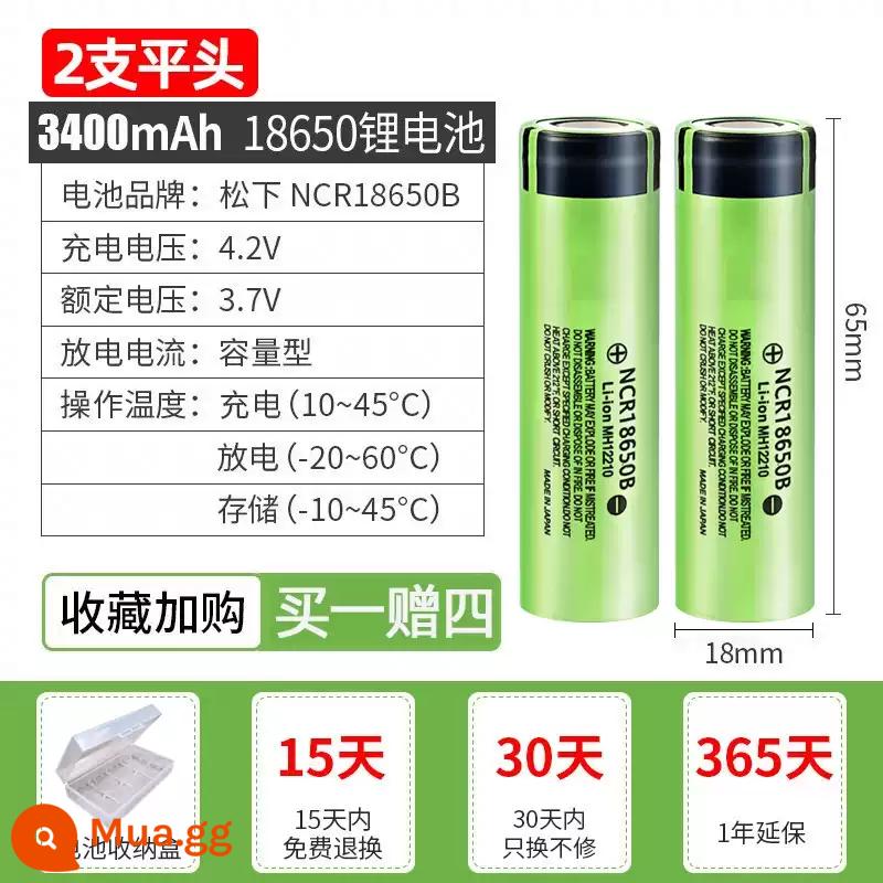 Panasonic 18650 Pin Sạc Lithium 3400Mah Công Suất Lớn 3.7V Ánh Sáng Mạnh Đèn Pin Đa Năng Quạt Nhỏ Đèn Pha - Đầu dẹt 2 phần [3400mA]