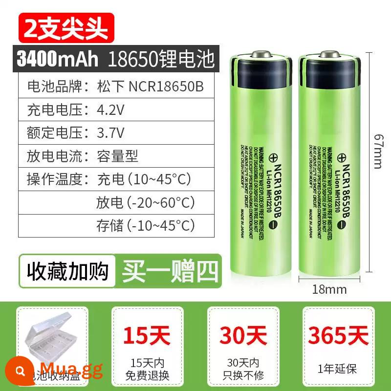 Panasonic 18650 Pin Sạc Lithium 3400Mah Công Suất Lớn 3.7V Ánh Sáng Mạnh Đèn Pin Đa Năng Quạt Nhỏ Đèn Pha - Đầu 2 đoạn [3400mA]