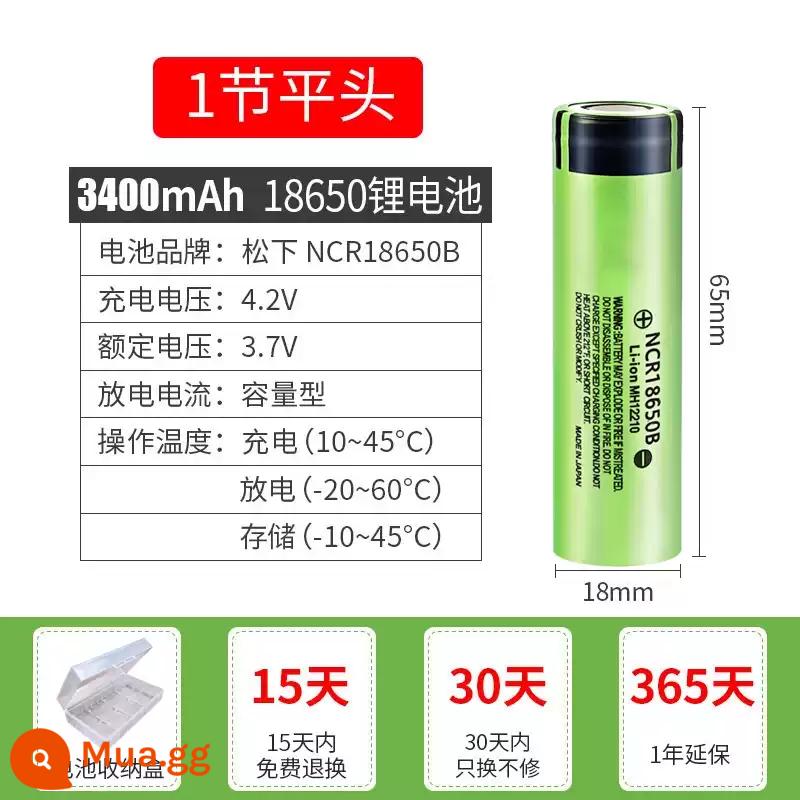 Panasonic 18650 Pin Sạc Lithium 3400Mah Công Suất Lớn 3.7V Ánh Sáng Mạnh Đèn Pin Đa Năng Quạt Nhỏ Đèn Pha - Đầu phẳng 1 phần [3400mA]