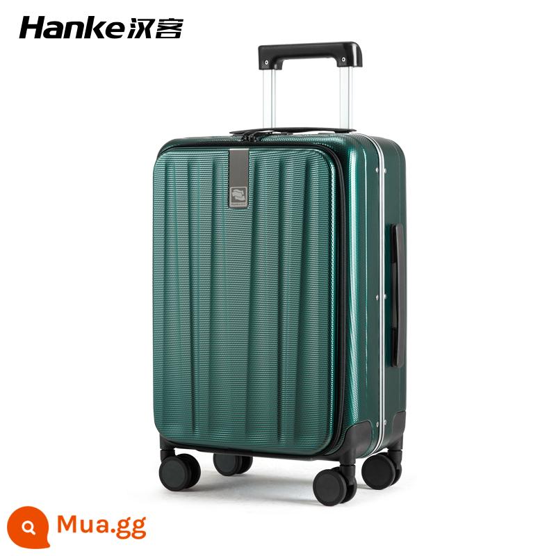 Hanke khung nhôm phía trước mở nắp lên máy bay vali nữ 20 inch bên mở mật khẩu du lịch hộp công suất lớn trường hợp xe đẩy nam 24 - màu xanh đậm