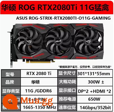 Gigabyte RTX 2080Ti/3070/2060/3090/1660S24G Turing card đồ họa chơi game AI deep learning - Mẫu ASUS RTX 2080Ti 11G Raptor