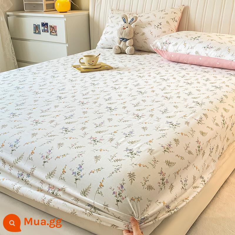 Phong cách mùa hè cotton nguyên chất bông được trang bị ga trải giường một mảnh ga trải giường bộ ba món nệm túi đựng đồ giường chống bụi ga trải giường 2022 mới - sức sống