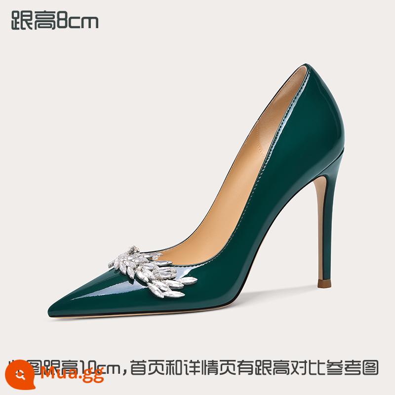 Lily Wei [Dark Glory] Green Spring Phong cách mới Giày nữ thần Giày cao gót chuyên nghiệp Size nhỏ 313233 - Xanh [chiều cao gót 8 cm]