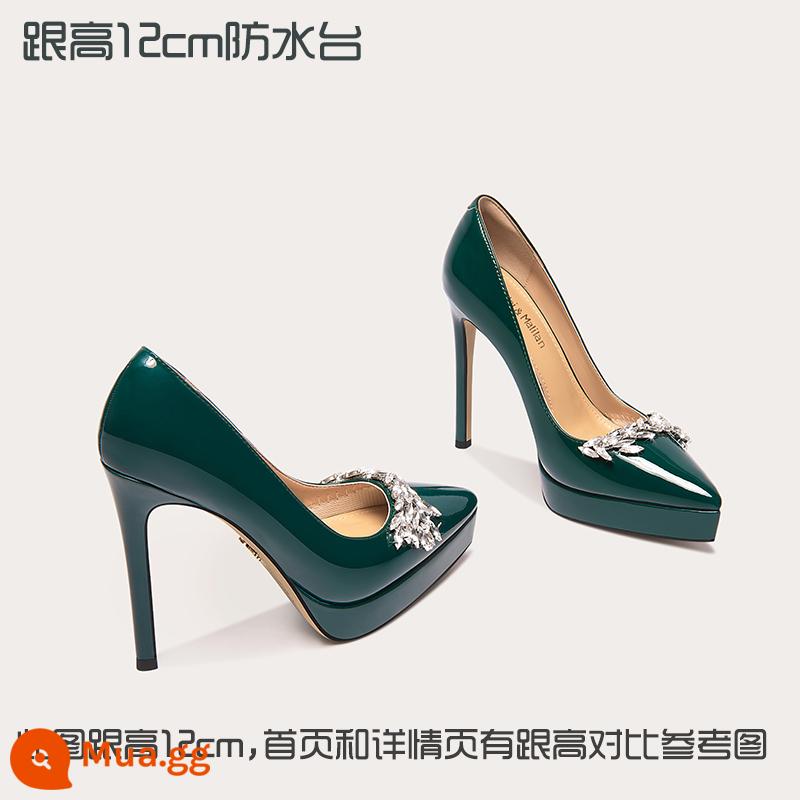 Lily Wei [Dark Glory] Green Spring Phong cách mới Giày nữ thần Giày cao gót chuyên nghiệp Size nhỏ 313233 - Xanh [cao gót 12cm]