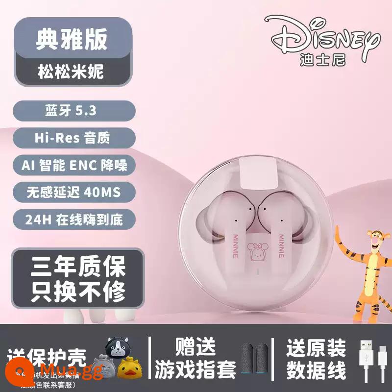 Tai nghe Bluetooth Disney Tai nghe Bluetooth không dây 2024 Tai nghe Bluetooth thể thao mới Giảm tiếng ồn Siêu dài trong tai - [Chất lượng âm thanh không bị mất độ phân giải cao*Bluetooth 5.3*Giảm tiếng ồn của bốn micrô*56 giờ trực tuyến cho đến hết*Không có độ trễ 40 mili giây*dùng thử 90 ngày*Vỏ bảo vệ miễn phí] Phiên bản trang nhã-Minnie hồng