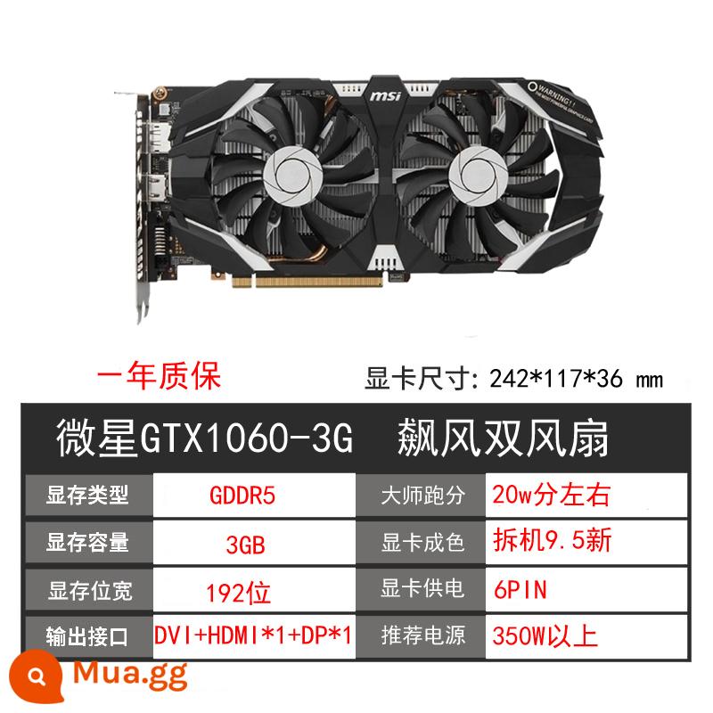 GALAXY GTX1060 3G 5G 6G 1066 1050TI 4G 2G 1070ti 8g máy tính cũ card đồ họa - Quạt kép siêu gió MSI GTX1060 3G