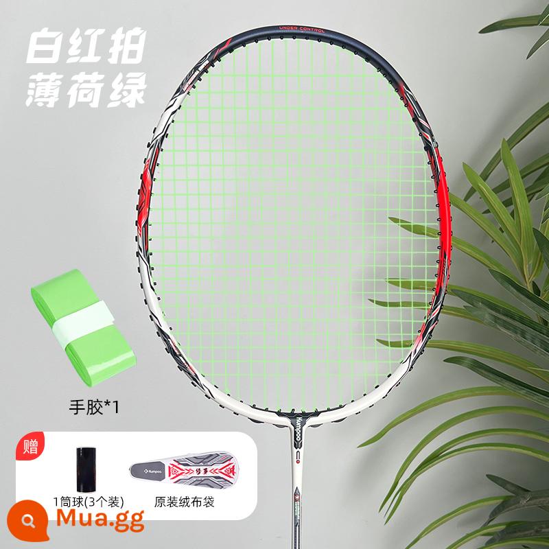 Xunfeng Vợt Cầu Lông Shura Nam Nữ Full Sợi Carbon Siêu Nhẹ Và Bền Thi Đấu Chuyên Nghiệp Cao Cấp Đơn KUMPOO - Vợt Shura-Trắng và Đỏ [Sợi Xanh Bạc Hà] Đi kèm 3 quả bóng + 1 keo dán tay + hộp đựng vợt chính hãng