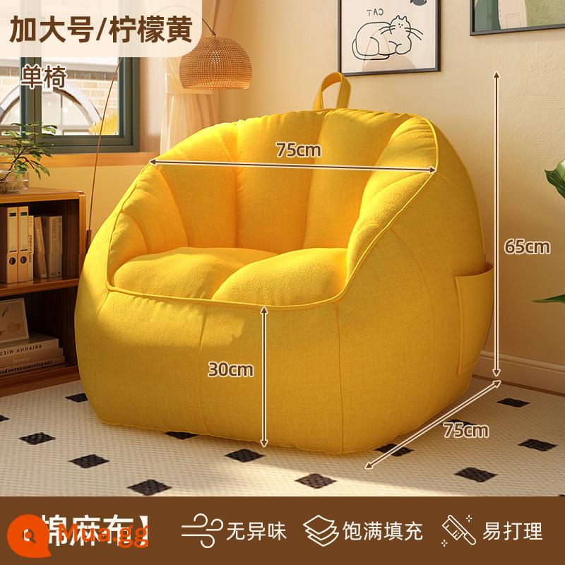 Ghế sofa nhỏ lười biếng có thể nằm và ngủ trên túi đậu phòng ngủ ghế sofa đơn căn hộ nhỏ ban công trải chiếu tatami ghế tựa lưng thư giãn - Kích thước cực lớn-Phong cách màu vàng chanh/Bông và vải lanh [Làm đầy đầy đủ, sẽ không bị xẹp sau khi ngồi lâu]