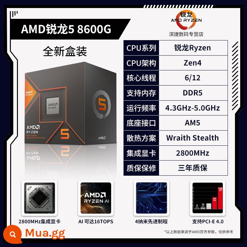 Chip xử lý đóng hộp AMD Ryzen 5 7500F/7600X/7700X/7900X/7950X/7800X3D - Bộ xử lý AMD Ryzen 5 8600G [Đóng hộp]