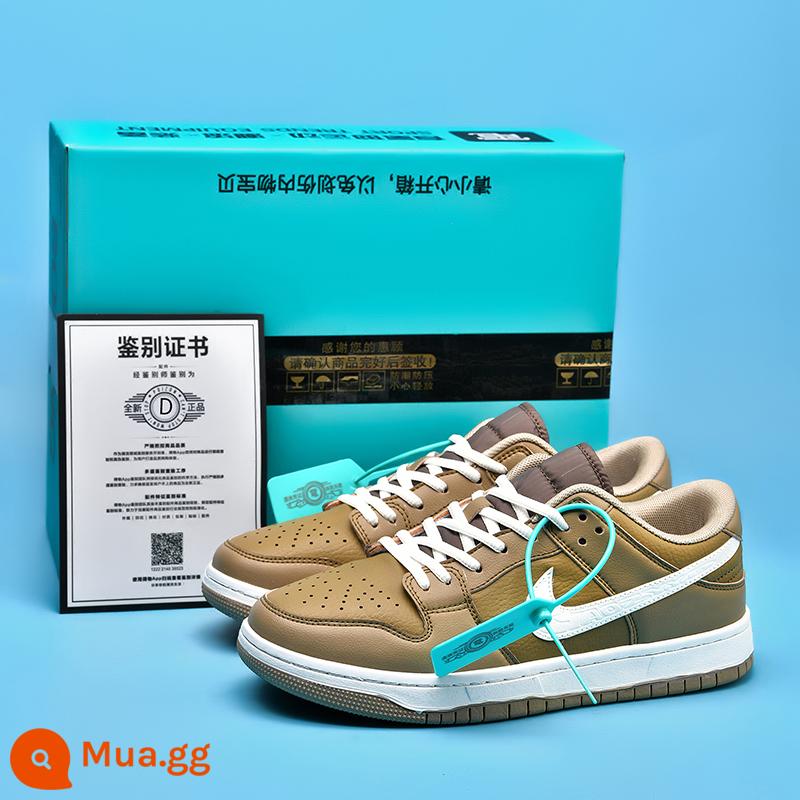 Putian Authentic aj1 low-top bồ hóng chính thức cửa hàng hàng đầu trang web chính thức aj giày nam giày thể thao nữ Putian cổ thấp - dunk kaki nâu [quà tặng! Bộ ba món hộp độc]