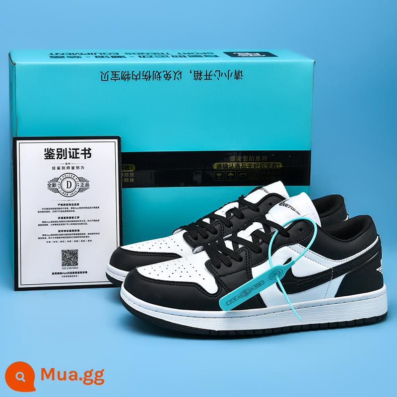 Putian Authentic aj1 low-top bồ hóng chính thức cửa hàng hàng đầu trang web chính thức aj giày nam giày thể thao nữ Putian cổ thấp - aj1 gấu trúc đen trắng [quà tặng! Bộ ba hộp độc]