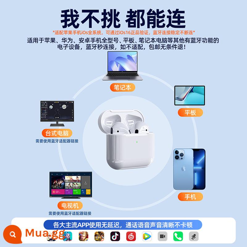 Tai nghe Bluetooth không dây thích hợp cho Apple iPhone 2023 mới Huaqiangbei thế hệ thứ tư chính thức nguyên bản đích thực thế hệ thứ 4 2 - Tương thích với mọi thiết bị, có trên mọi điện thoại Apple/Android, tín hiệu Bluetooth ổn định và kết nối liên tục