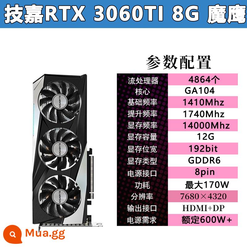 Card đồ họa chơi game MSI ASUS Đầy màu sắc GTX1660S 1080 RTX2060S 2070S 2080Ti - Gigabyte RTX 3060TI 8G Magic Eagle, được sản xuất trong 21 năm hơn 30 tuần và có nhiều bảo hành chính thức