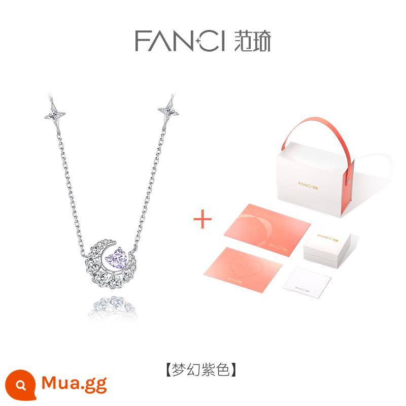 Trang sức bạc Fanci Fan Qi [Sê-ri Fantasy Heart Moon] Vòng cổ cặp đôi cùng đoạn của Ju Jingyi Dây chuyền xương quai xanh hình ngôi sao nữ - Màu tím huyền ảo