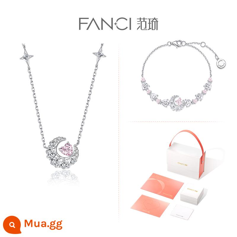 Trang sức bạc Fanci Fan Qi [Sê-ri Fantasy Heart Moon] Vòng cổ cặp đôi cùng đoạn của Ju Jingyi Dây chuyền xương quai xanh hình ngôi sao nữ - Bộ đồng hành trái tim và mặt trăng