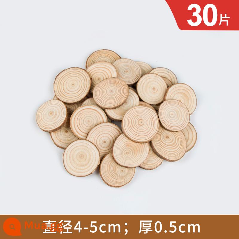 Gỗ tròn chip handmade tự làm chất liệu mẫu giáo vẽ tay chip gỗ tròn chip gỗ trang trí hàng năm nhẫn mảnh khối gỗ nhỏ - 30 miếng đường kính 4-5cm, dày 0,5cm