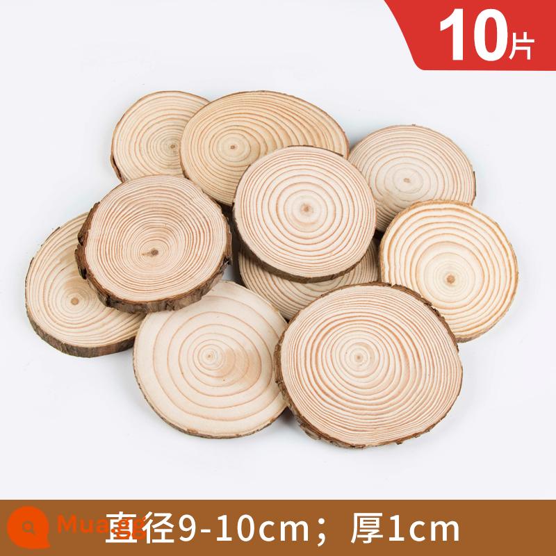 Gỗ tròn chip handmade tự làm chất liệu mẫu giáo vẽ tay chip gỗ tròn chip gỗ trang trí hàng năm nhẫn mảnh khối gỗ nhỏ - Đường kính 9-10cm, dày 1cm, 10 miếng