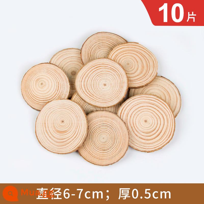 Gỗ tròn chip handmade tự làm chất liệu mẫu giáo vẽ tay chip gỗ tròn chip gỗ trang trí hàng năm nhẫn mảnh khối gỗ nhỏ - Đường kính 6-7cm, dày 0,5cm, 10 miếng