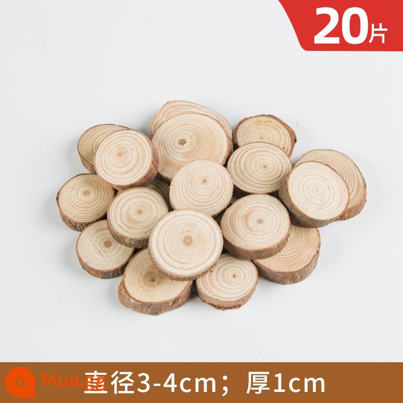 Gỗ tròn chip handmade tự làm chất liệu mẫu giáo vẽ tay chip gỗ tròn chip gỗ trang trí hàng năm nhẫn mảnh khối gỗ nhỏ - Đường kính 3-4cm, dày 1cm, 20 miếng