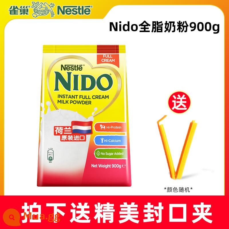 Sữa bột Nestle nido dành cho người lớn giàu canxi nhập khẩu từ Hà Lan đóng túi 900g pha uống cho thanh niên ăn sáng và tối - [Tặng kẹp niêm phong] Sữa bột nguyên chất Nestle 900g*1 túi