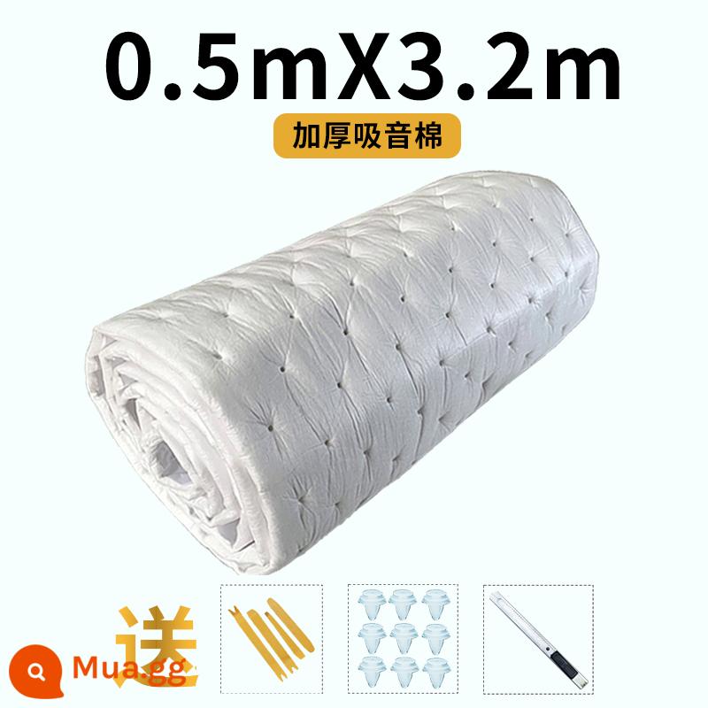 Tấm cách âm và giảm xóc ô tô, chất liệu cotton cách âm, bông tiêu âm bốn bánh, sửa đổi toàn bộ xe bốn cửa, miếng dán giảm tiếng ồn cửa, tự dính - [Mẫu dày] Bông cách âm 0,5 * 3,2 mét đi kèm với rocker + khóa + dao