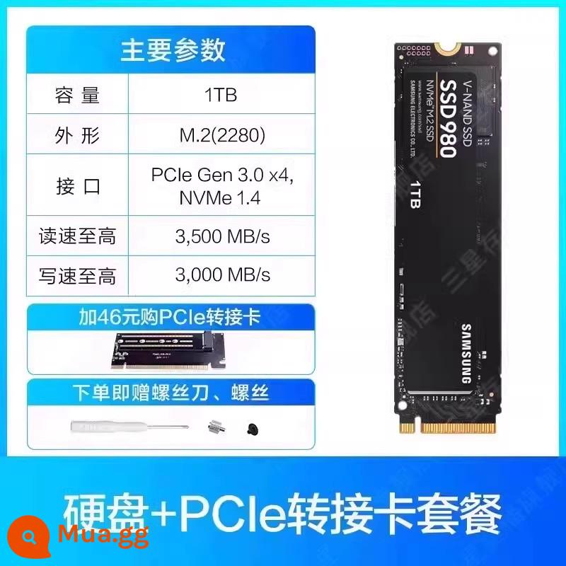 Ổ cứng SSD Samsung 980 1TB NVMe M.2 máy tính để bàn lưu trữ SSD PCIe3.0 - Tiêu chuẩn 1TB + card mở rộng PCIe