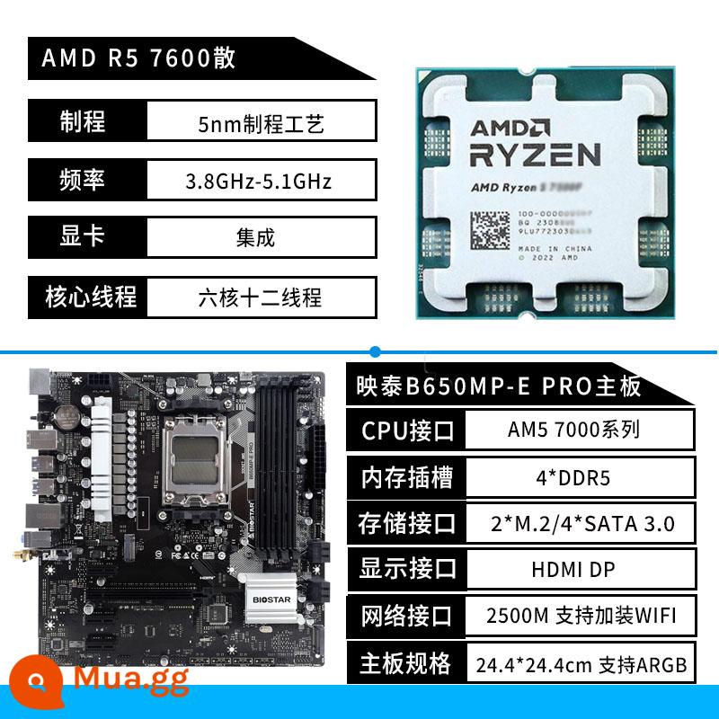 Biostar B650MP-E PRO bo mạch chủ A620 AM5 AMD Ryzen R5 7500F 7800X3D bo mạch U - Biostar B650MP-E PRO+R5 7600 miếng