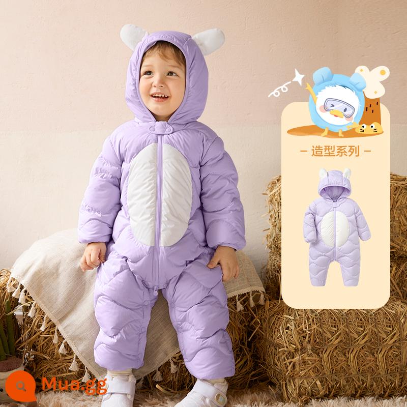 Balabala quần áo trẻ em bé xuống áo khoác mùa đông Jumpsuit trẻ em đi chơi cho bé ôm quần áo lời chào năm mới quần áo dày - Hình con thỏ màu hồng và tím-70023