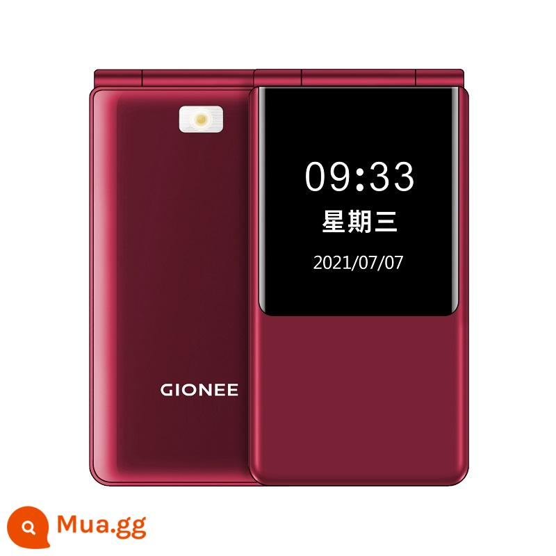 Điện thoại nắp gập chính hãng Gionee dành cho người già màn hình kép trong ngoài, full Netcom 4g chờ cực lâu, ký tự to, to, màn hình to, nút to, full voice không thông minh, thẻ đôi, nam nữ sinh viên, đủ chức năng điện thoại - rượu vang đỏ