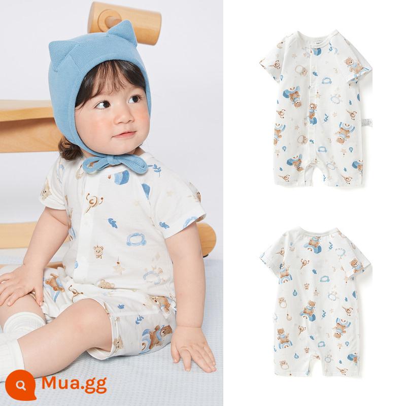 Balabala Áo liền quần bé trai và bé gái Áo liền quần cotton cho bé Quần áo leo núi trẻ em Quần áo trẻ em mùa hè Phần mỏng - Tông màu cà phê trắng 00315-208223133201