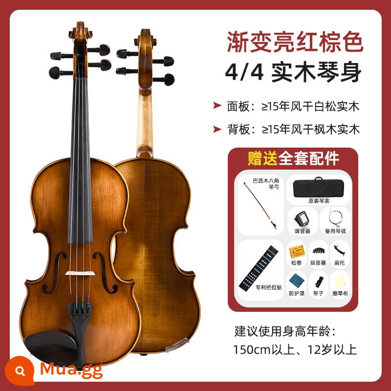 Người mới bắt đầu violin nhập khẩu bằng gỗ rắn giáo viên dành cho trẻ em người lớn Nhập cảnh kiểm tra chuyên nghiệp Công cụ âm nhạc - Phiên bản đầu vào [4/4] phù hợp với chiều cao 155-220 cm]