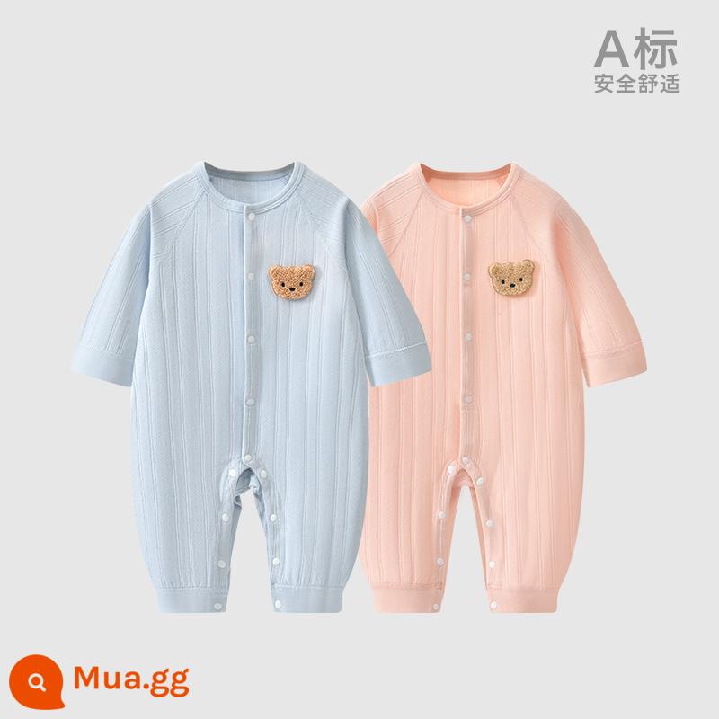 Áo Liền Quần Cho Bé Quần Áo Sơ Sinh Bộ Đồ Ngủ Cotton Thu Xuân Phù Hợp Với Nam Nữ Cho Bé Quần Áo Mùa Thu Quần Áo Liền Quần Liền Quần - Xanh + Hồng (Xuân Thu)