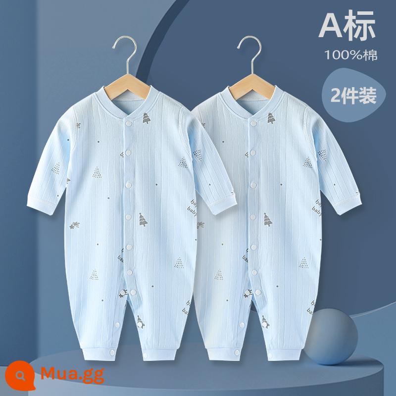 Áo Liền Quần Cho Bé Quần Áo Sơ Sinh Bộ Đồ Ngủ Cotton Thu Xuân Phù Hợp Với Nam Nữ Cho Bé Quần Áo Mùa Thu Quần Áo Liền Quần Liền Quần - Xanh nhạt + xanh nhạt (mùa xuân và mùa thu)