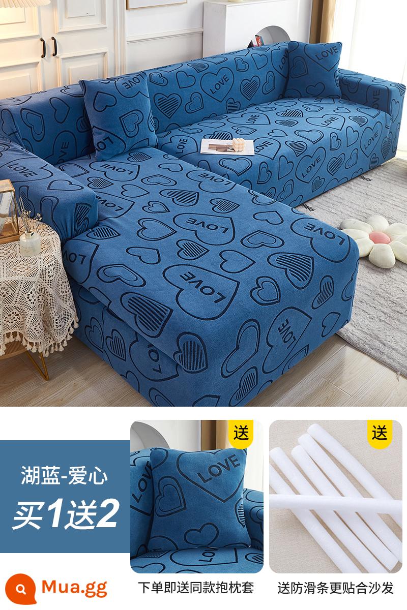 2022 Bộ sofa mới Bộ tất cả -Bộ quần áo phổ quát bao gồm một bộ khăn vải dày phổ biến - Trái Tim Bầu Trời (Hồ Xanh)