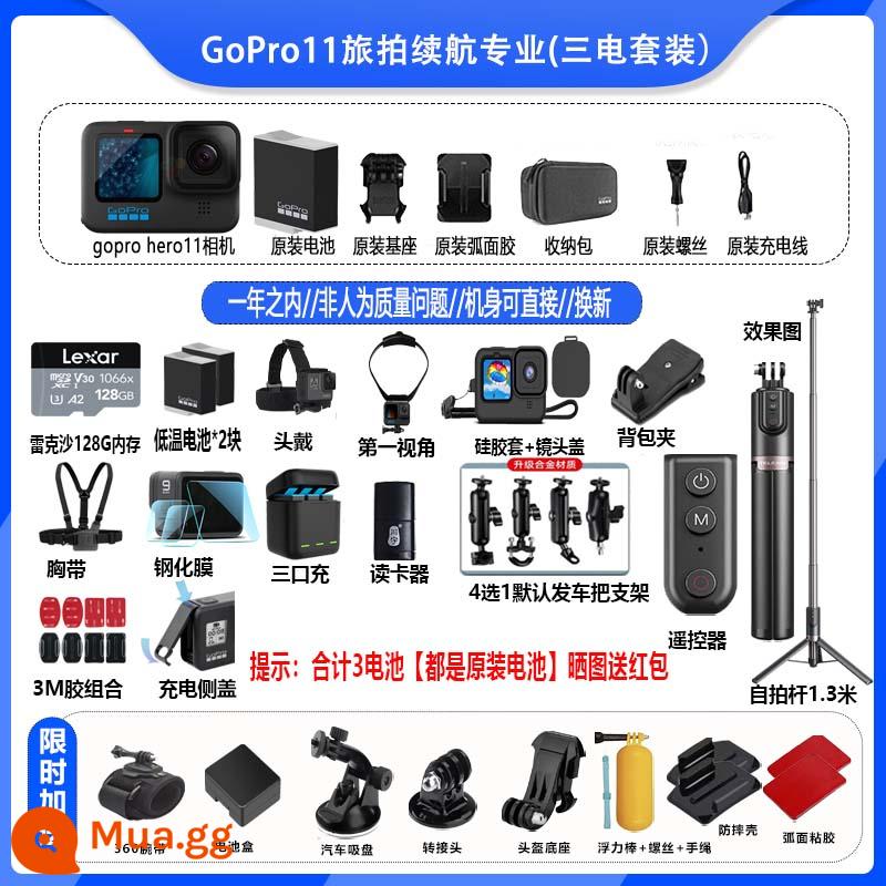 GoProHero12Black HD 5.3 camera chống rung cưỡi ngựa MAX chó đen 10 camera hành động 11 - Bộ 3 pin chụp ảnh du lịch GoPro11 chuyên nghiệp 3 pin chính hãng