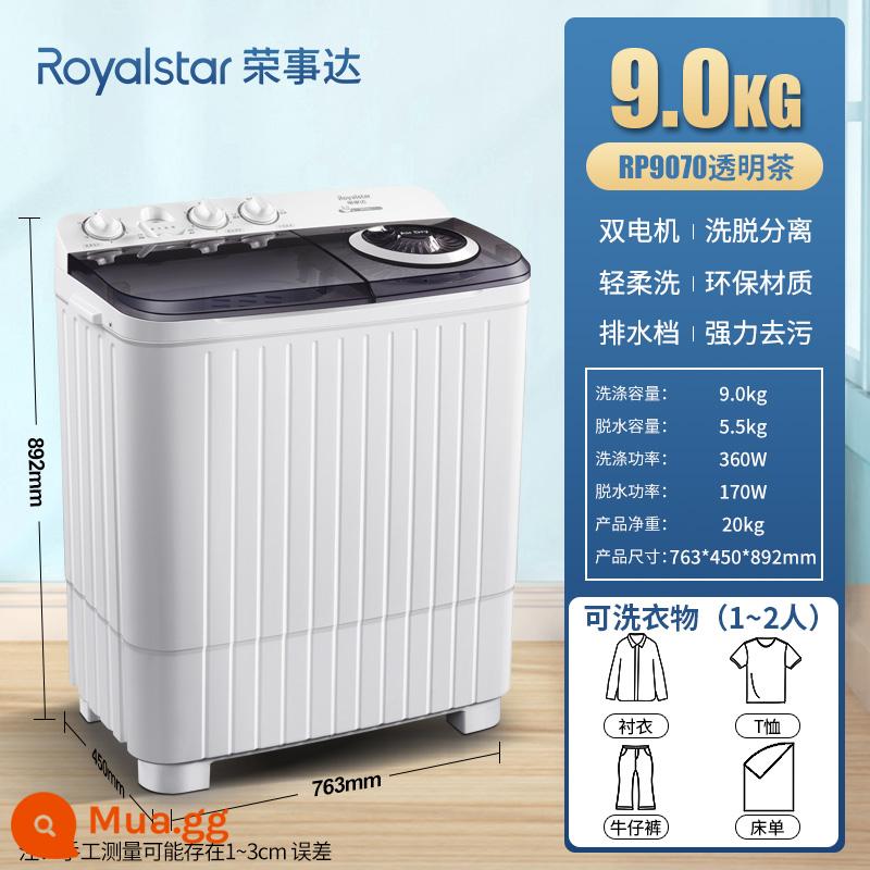 Rongshida 7/8/9/10kg máy giặt bán tự động xi lanh đôi công suất lớn loại hộ gia đình sấy khô bằng không khí và rửa sạch một - 9kg: trắng cực/giặt 9,0kg+vải 5,5kg/RP9070