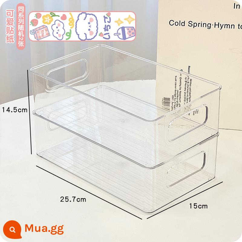 Hộp lưu trữ mỹ phẩm máy tính để bàn acrylic hộp trong suốt ký túc xá hộp hoàn thiện ngăn kéo nhựa có thể được xếp chồng lên nhau kệ - Mẫu di động nhỏ trong suốt [gói hai chiếc] có thể xếp chồng lên nhau + nhãn dán