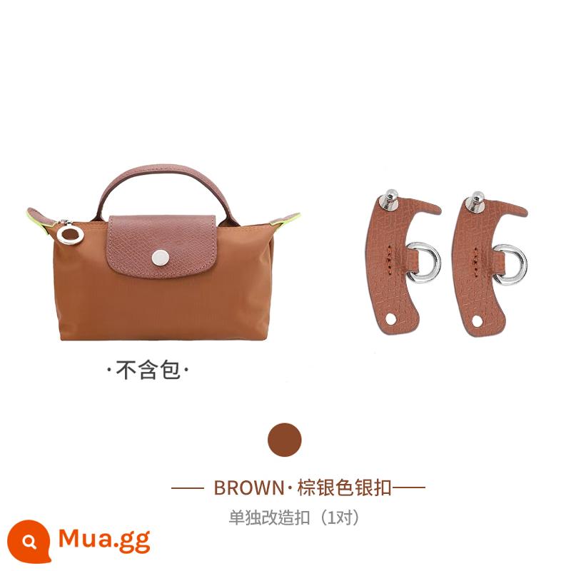 Xưởng thủ công LONGCHAMP chuyển đổi túi mini không cần đục lỗ túi bánh bao nhỏ có dây đeo vai Túi Messenger với phụ kiện mua một lần - Dây màu nâu bạc nâu [bán riêng] 1 đôi không đục lỗ