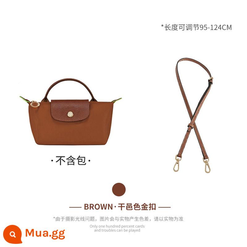 Xưởng thủ công LONGCHAMP chuyển đổi túi mini không cần đục lỗ túi bánh bao nhỏ có dây đeo vai Túi Messenger với phụ kiện mua một lần - Khóa vàng cognac (lớp da bò đầu tiên) Dây đeo vai 95-124cm được bán riêng