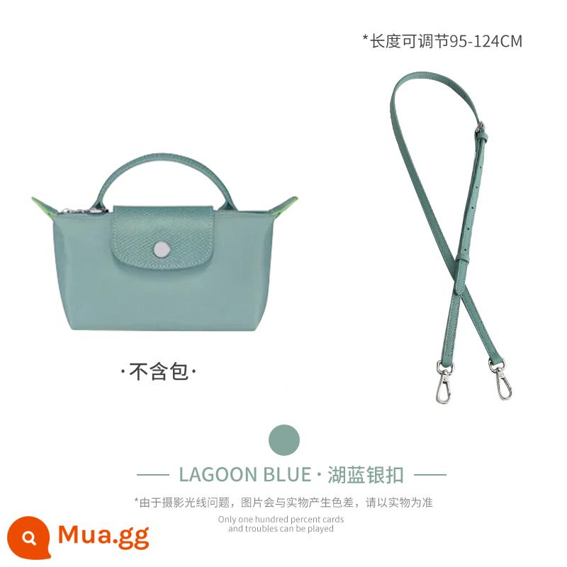 Xưởng thủ công LONGCHAMP chuyển đổi túi mini không cần đục lỗ túi bánh bao nhỏ có dây đeo vai Túi Messenger với phụ kiện mua một lần - Màu xanh hồ (lớp da bò đầu tiên) Dây đeo vai 95-124cm được bán riêng