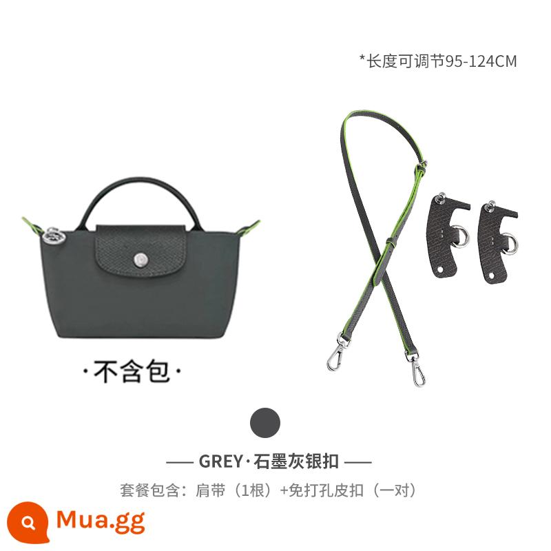 Xưởng thủ công LONGCHAMP chuyển đổi túi mini không cần đục lỗ túi bánh bao nhỏ có dây đeo vai Túi Messenger với phụ kiện mua một lần - (màu xám than chì) dây đeo vai + gói [không đục lỗ] [phương pháp đeo chéo]