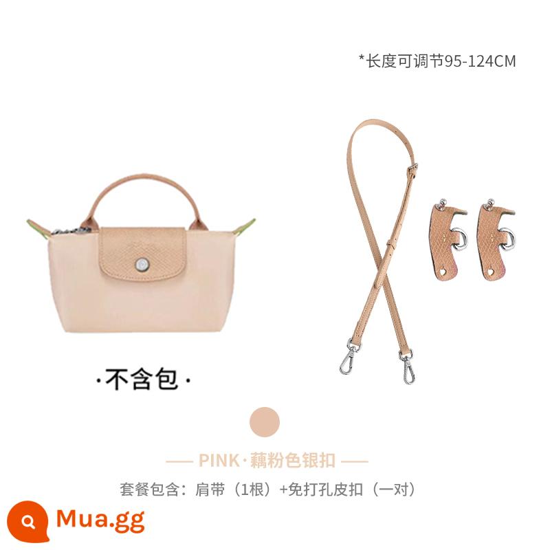 Xưởng thủ công LONGCHAMP chuyển đổi túi mini không cần đục lỗ túi bánh bao nhỏ có dây đeo vai Túi Messenger với phụ kiện mua một lần - (Hồng sen) dây đeo vai + gói [không đục lỗ] [phương pháp đeo chéo]