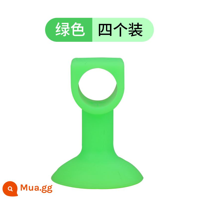 Cửa hút silicone miễn phí đấm cửa phòng trang điểm mới tay cầm phía sau miếng đệm chống va chạm cao su nhựa cửa nhà vệ sinh cảm ứng cửa hút - Màu xanh lá cây (gói 4 cái)