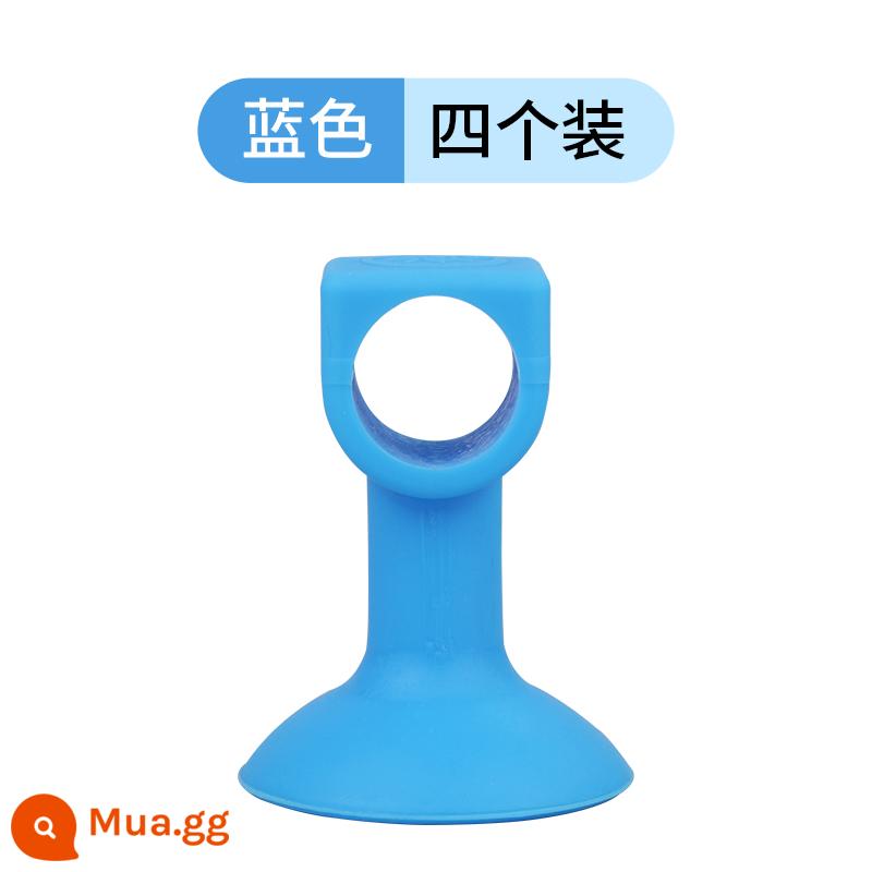 Cửa hút silicone miễn phí đấm cửa phòng trang điểm mới tay cầm phía sau miếng đệm chống va chạm cao su nhựa cửa nhà vệ sinh cảm ứng cửa hút - Màu xanh (gói 4 cái)