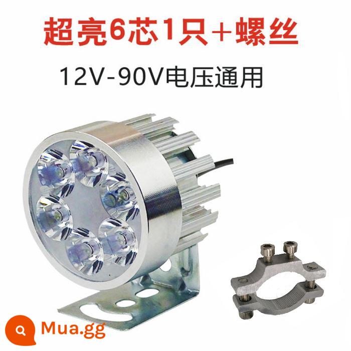 Xe máy 12V 4 bánh xe điện 60 đèn phòng khách siêu sáng 96V sửa đổi đèn pha đa năng ánh sáng mạnh chống thấm nước 48LED đèn - 6 hạt (đánh dấu) 1 + kẹp ống