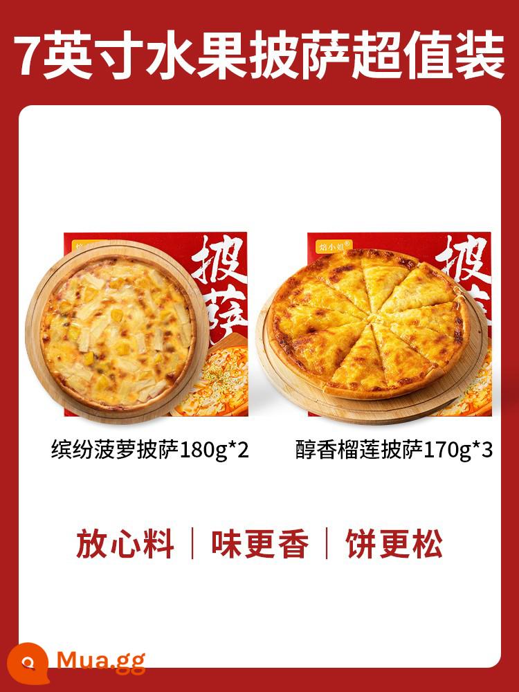 Bánh pizza sầu riêng phô mai đã làm nóng xong bánh pizza đáy ăn liền nướng nhanh bán thành phẩm bánh pizza nồi chiên không khí - 5 miếng [Set Pizza trái cây] 7 inch